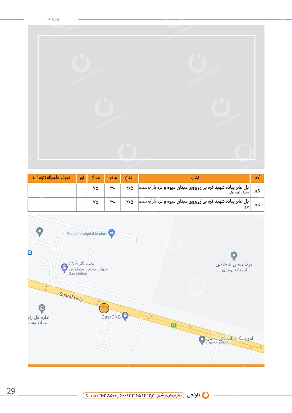اجاره عرشه پل عابرپیاده شهید قره نی در بوشهر
